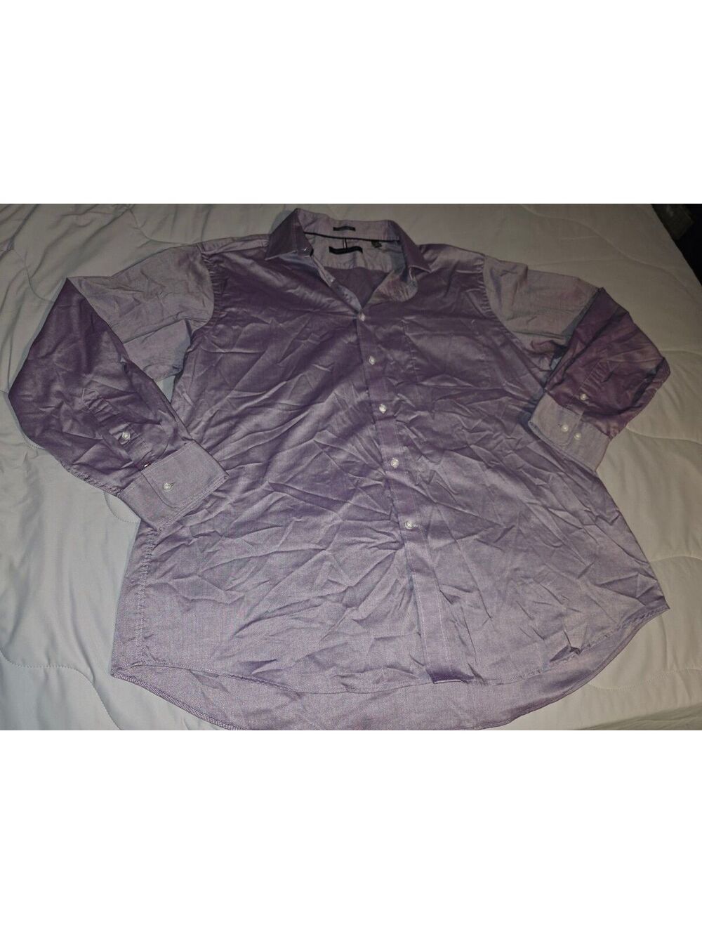 Tommy Hilfiger Men's Purple Solid Cotton Woven Long Sleeve Button-Down Shirt XL